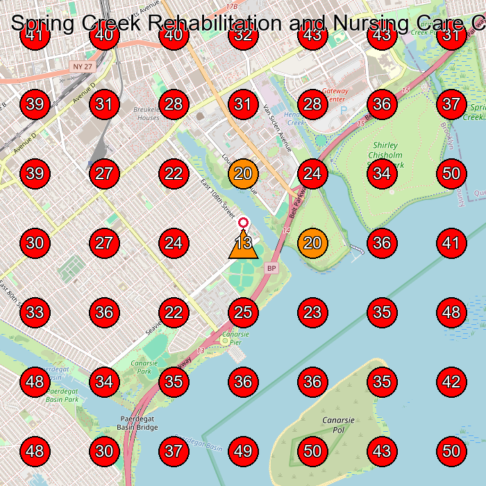 Spring Creek Rehabilitation and Nursing Care Center GeoGrid visibility map for Nursing Home in Brooklyn